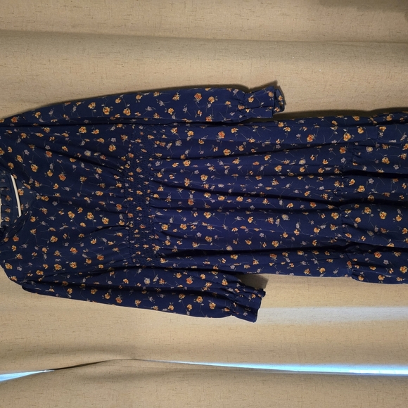 Floral Blue Long Sleeve Midi Maxi Dress - Picture 3 of 5